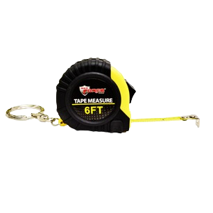 Compact keychain tape measure with 6 ft. blade for quick measurements in hand and woodworking tool collections