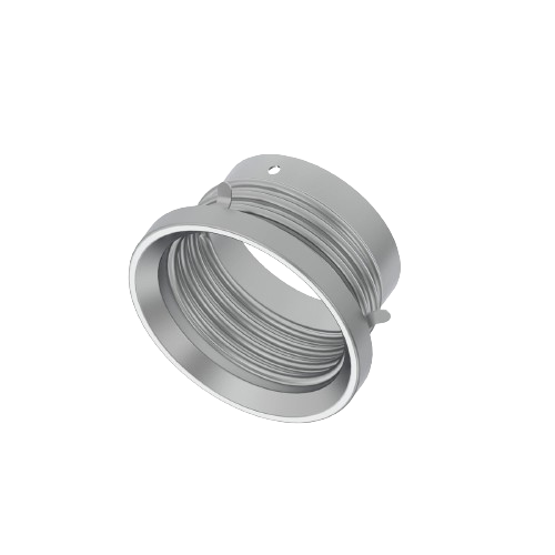 Silver metal filler neck component with threaded design for tools and home improvement applications