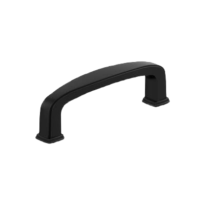 Matte black cabinet pull with simple curved design for home improvement and kitchen hardware projects