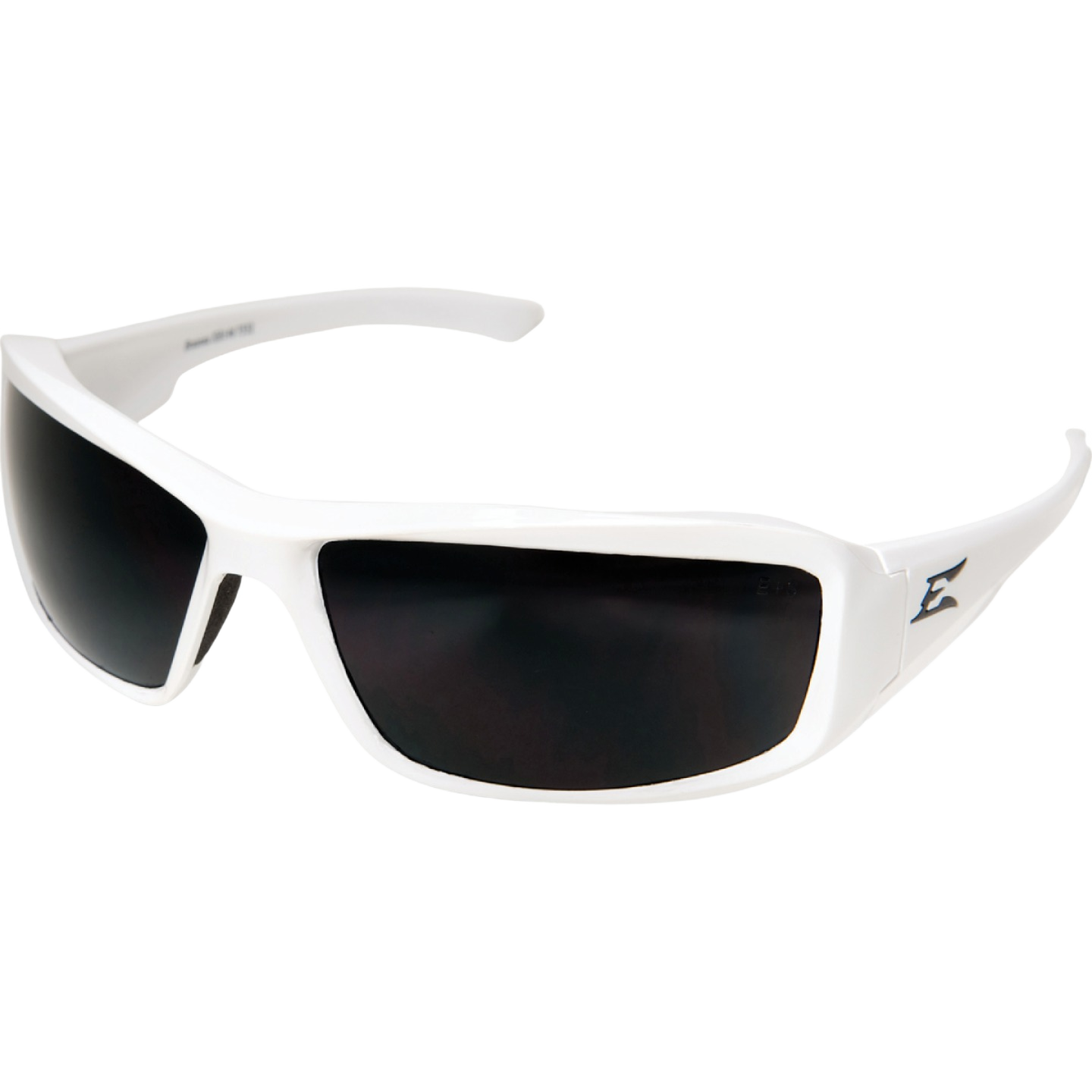 Gloss white safety glasses with black smoke lenses designed for eye protection in tools and home improvement tasks