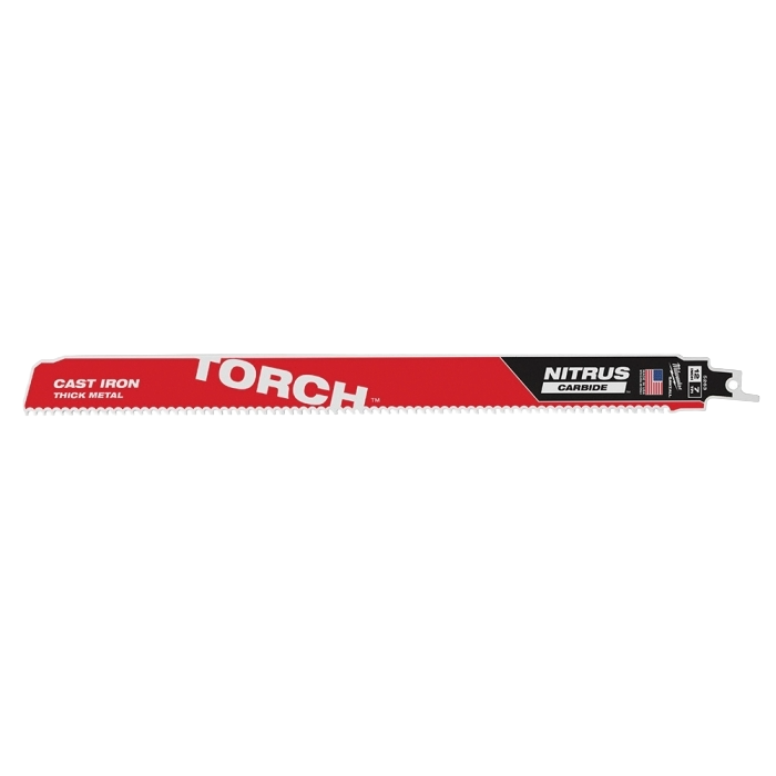 12-inch 8 TPI carbide sawzall blade designed for cast iron cutting in tools and home improvement tasks