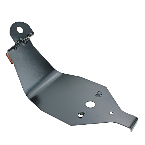 Steel mower deck brake component with smooth dark finish, designed for lawn equipment repair and tools maintenance