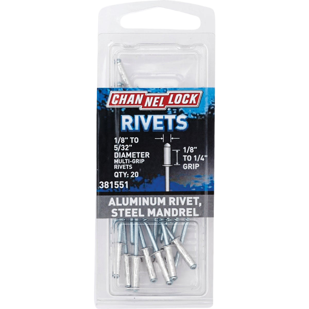 Pack of aluminum pop rivets with steel mandrels for durable fastening in hardware and tool accessory collections under $50