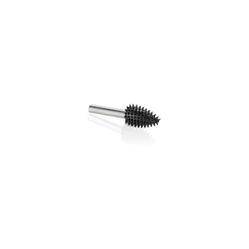 Very coarse flame-shaped metal burr with 1/4-inch shaft for heavy-duty tool and home improvement use