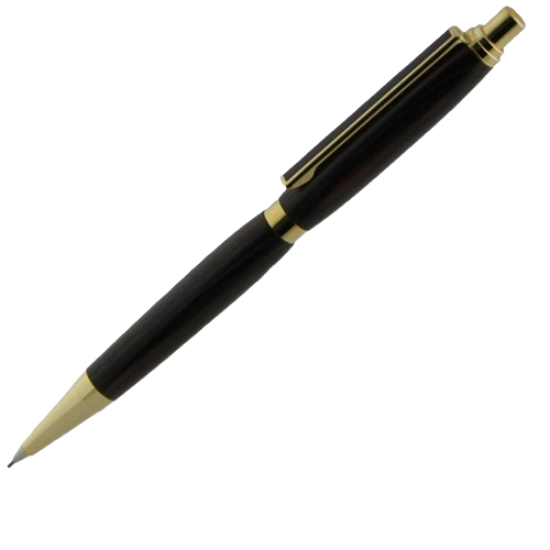 Slim black and gold mechanical pencil with 0.7mm lead for writing and woodworking tool accessories use