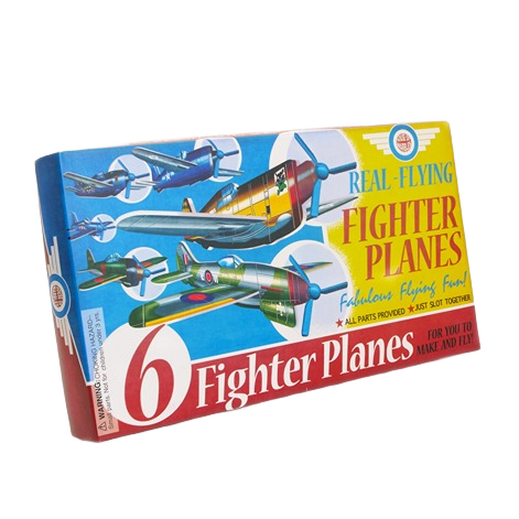 Boxed kit with six buildable model fighter planes for creative outdoor games and toys under $50 collections