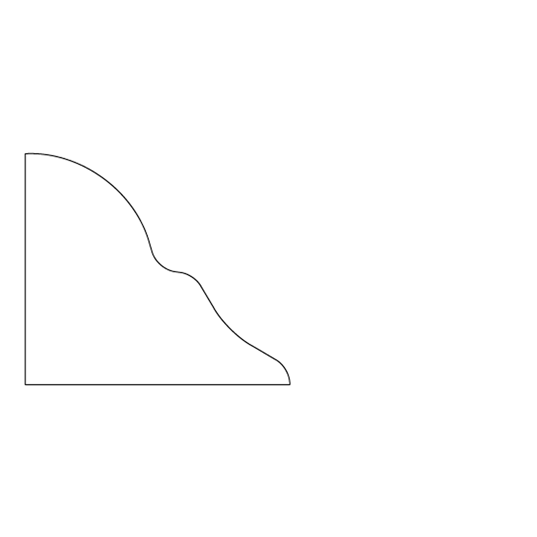 Profile outline of a decorative wood molding shape for moulding and millwork in lumber and building materials collections under $50