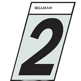 Hillman adhesive house number 2 in black and silver with angled cut design for home improvement use