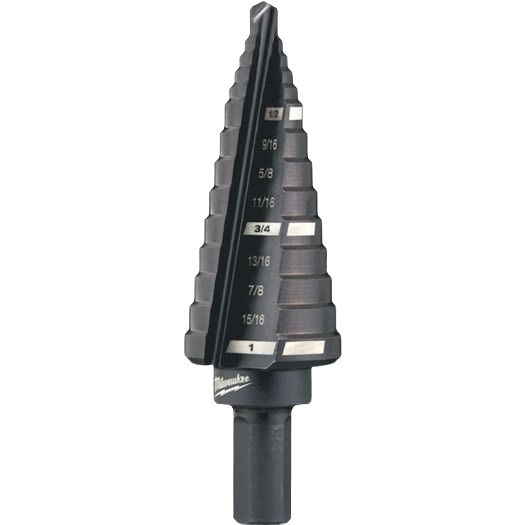 Milwaukee #8 Step Drill Bit, 1/2" - 1" by 1/16"
