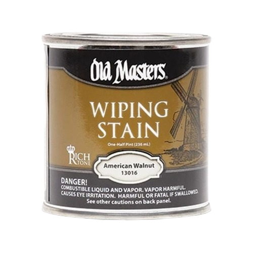 Metal can of American Walnut oil-based wiping stain for wood finishing and home improvement projects