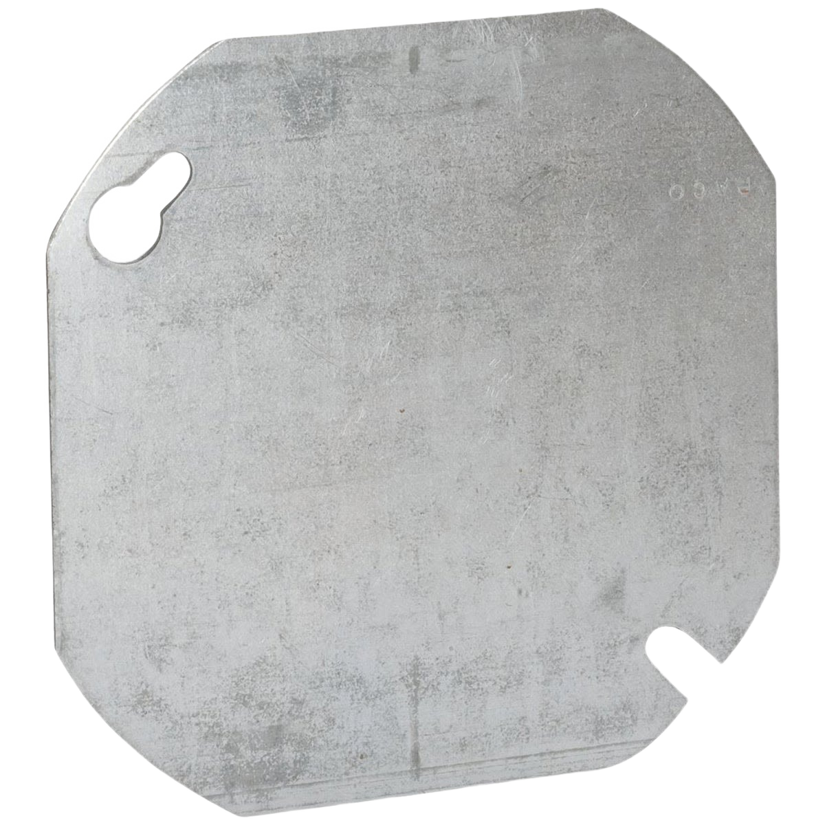 Gray steel blank cover plate for round electrical boxes in boxes and brackets and electrical collections