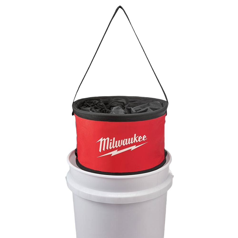 Red heavy-duty canvas and nylon base parachute organizer bag with handle for versatile workshop and tool storage under $100