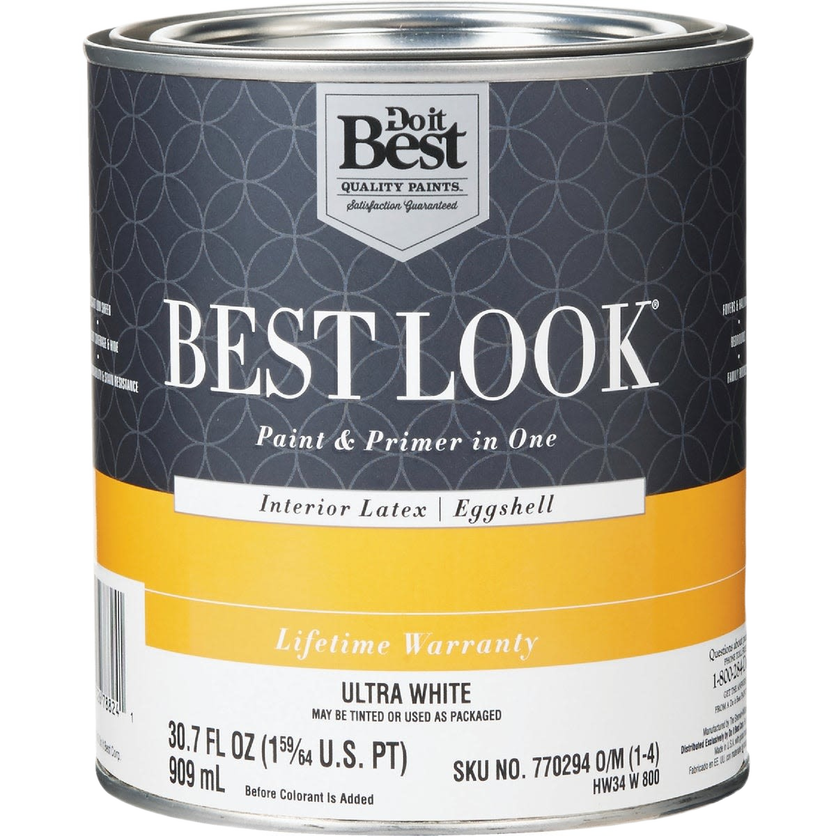 Can of ultra white interior latex eggshell paint and primer in one for home improvement under $50 collection