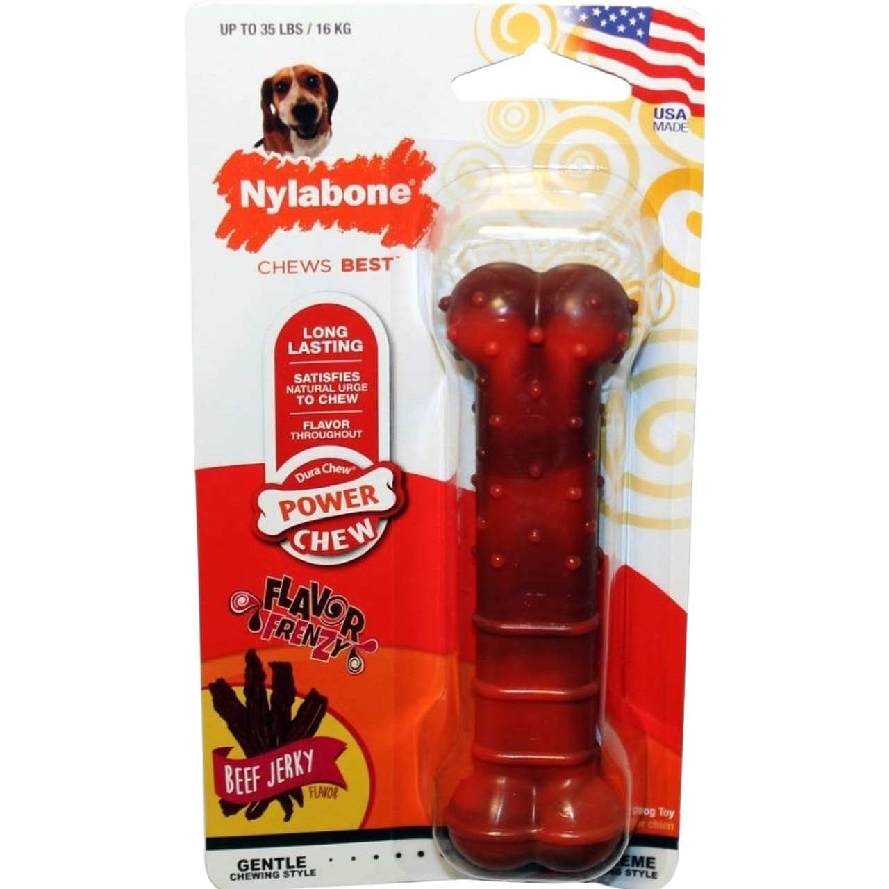 Durable textured chew bone with beef jerky flavor for dogs, part of pet treats and supplies under $50 collection