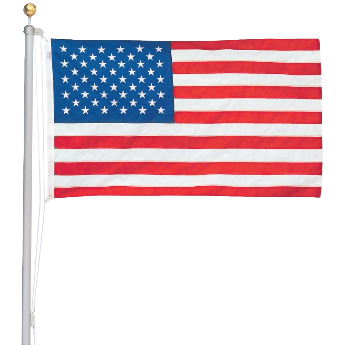 American flag flying on a white aluminum pole kit in outdoor living and lawn and garden collections