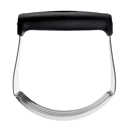 Kitchen utensil with black grip and curved stainless steel blades for dough mixing in kitchenware collections under $50