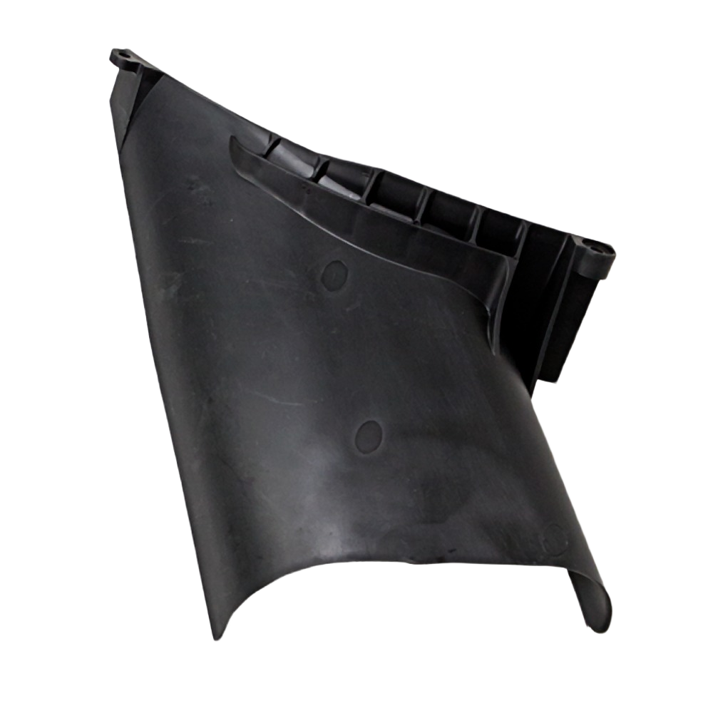 Black plastic lower discharge deflector designed for outdoor equipment in tools and home improvement tasks