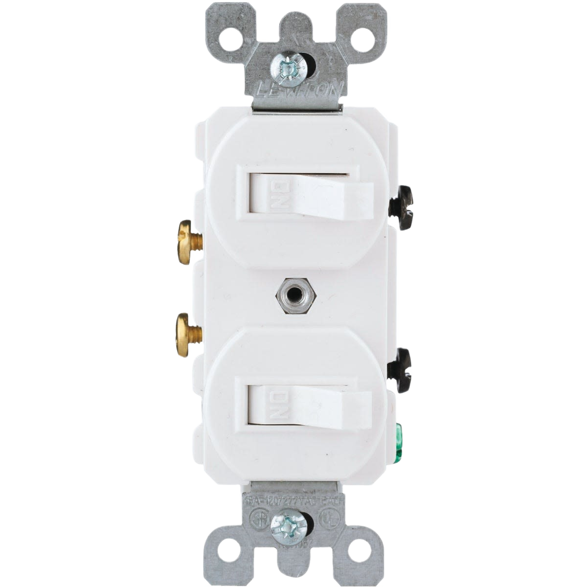 White 15 amp heavy-duty duplex switch combining two 1-pole toggles for electrical home improvement projects under $50