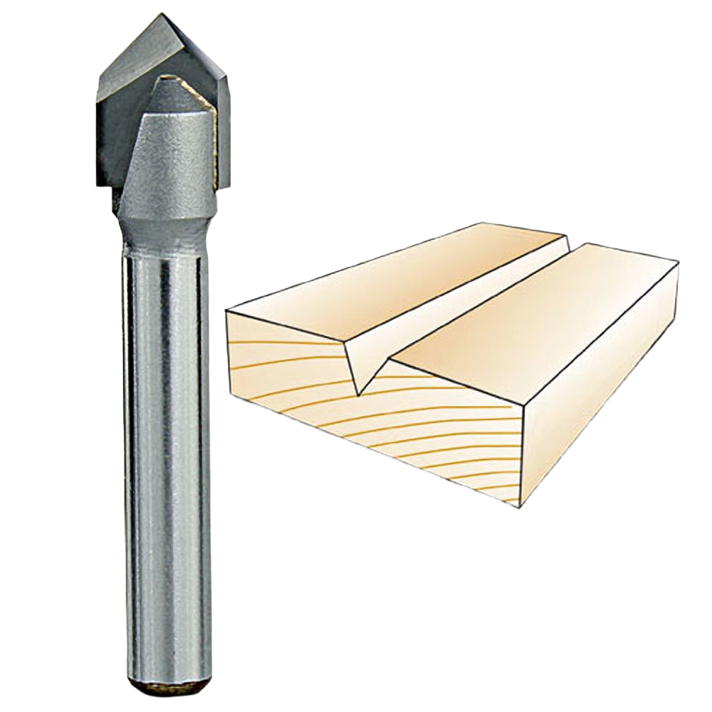 Precision 90-degree V-groove router bit with 1/4 inch shank for woodworking in tool accessories under $50 collection