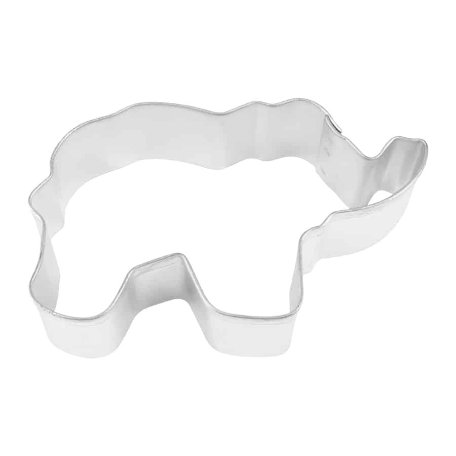 Tinplated steel elephant-shaped cookie cutter for baking, part of kitchen gadgets and bakeware collections under $50.