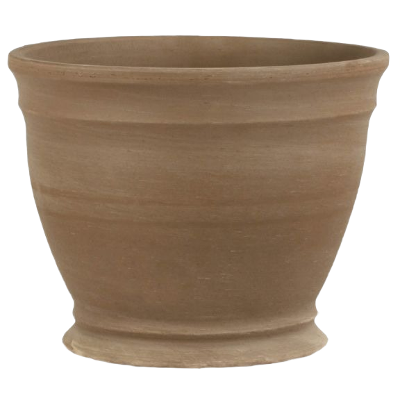 Simple basalt chocolate marbled clay pot with rounded rim for planting and home decor use