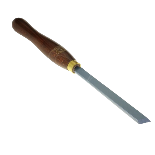 Woodturning skew chisel with wooden handle and brass collar, part of woodworking tools and home improvement sets