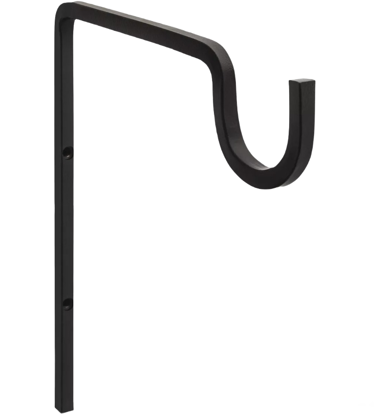Black steel extended wall hook with weather-resistant coating for pots and planters in lawn and garden under $50 collection