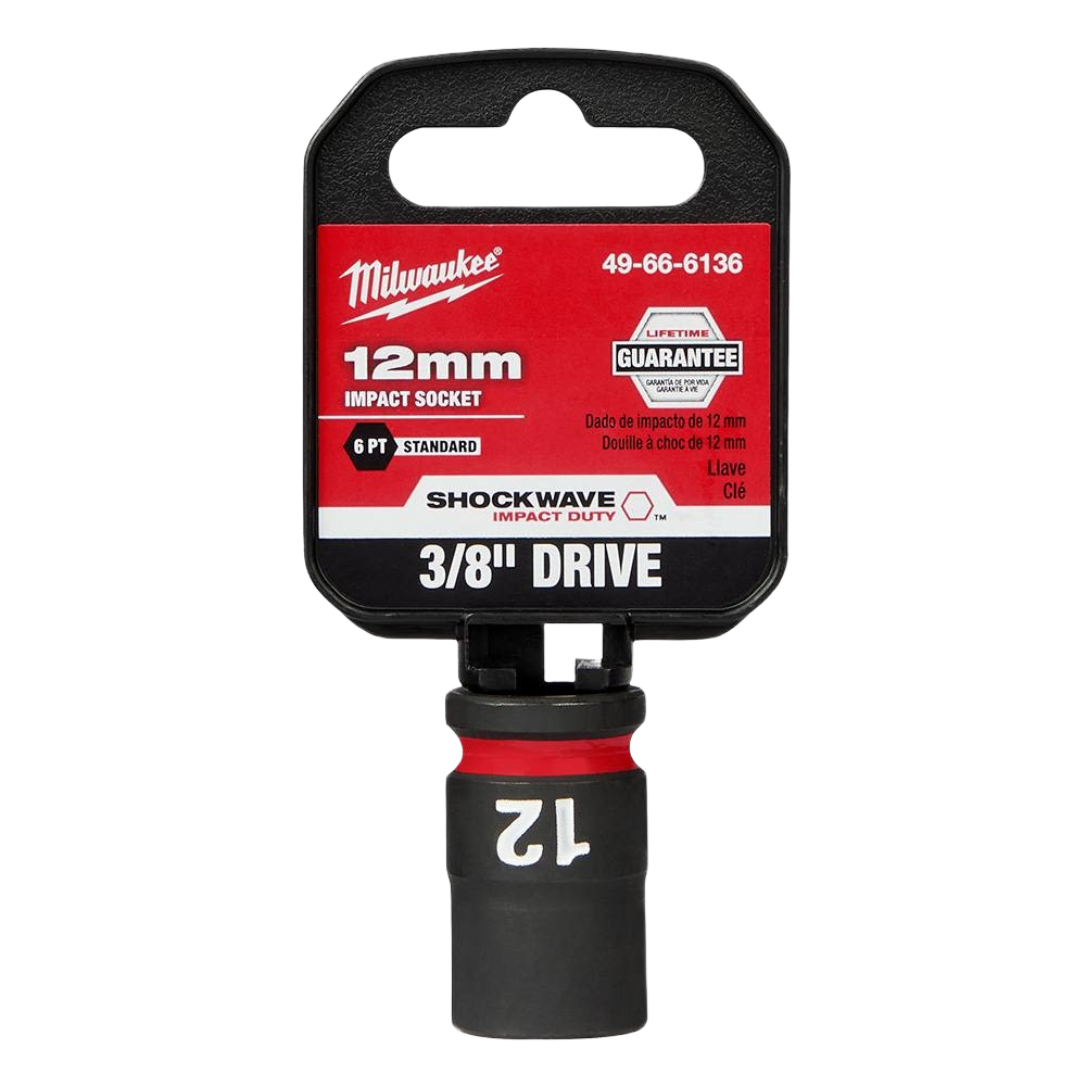 12-mm 6-point impact socket with 3/8" drive and lifetime guarantee for tools and home improvement tasks
