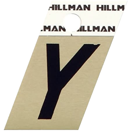 Hillman 1-1/2 in. Black & Gold Aluminum Angle Cut Sticker Letter Y