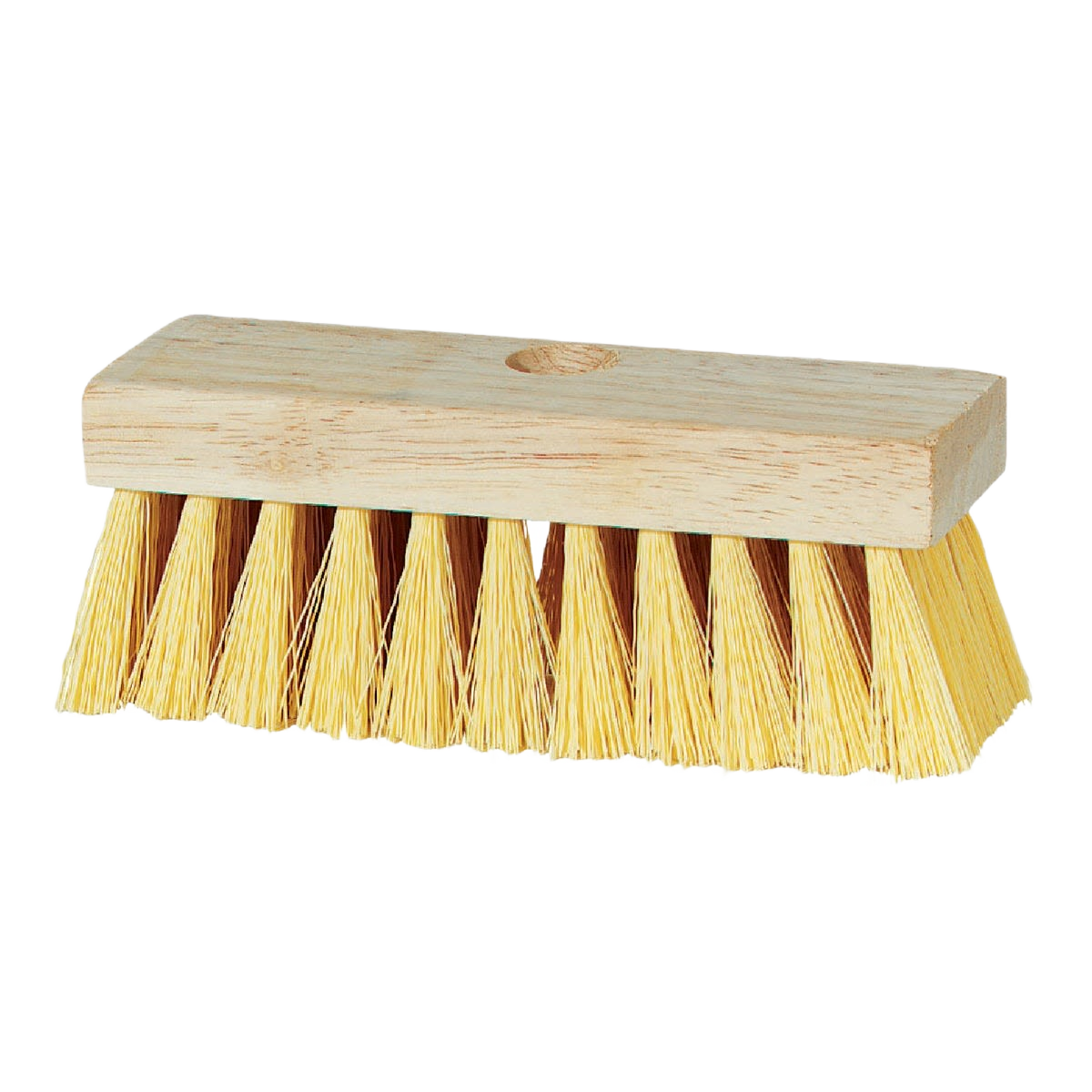 Light hardwood block brush with stiff yellow bristles for cleaning roofs and outdoor surfaces in Hardware under $50 collection