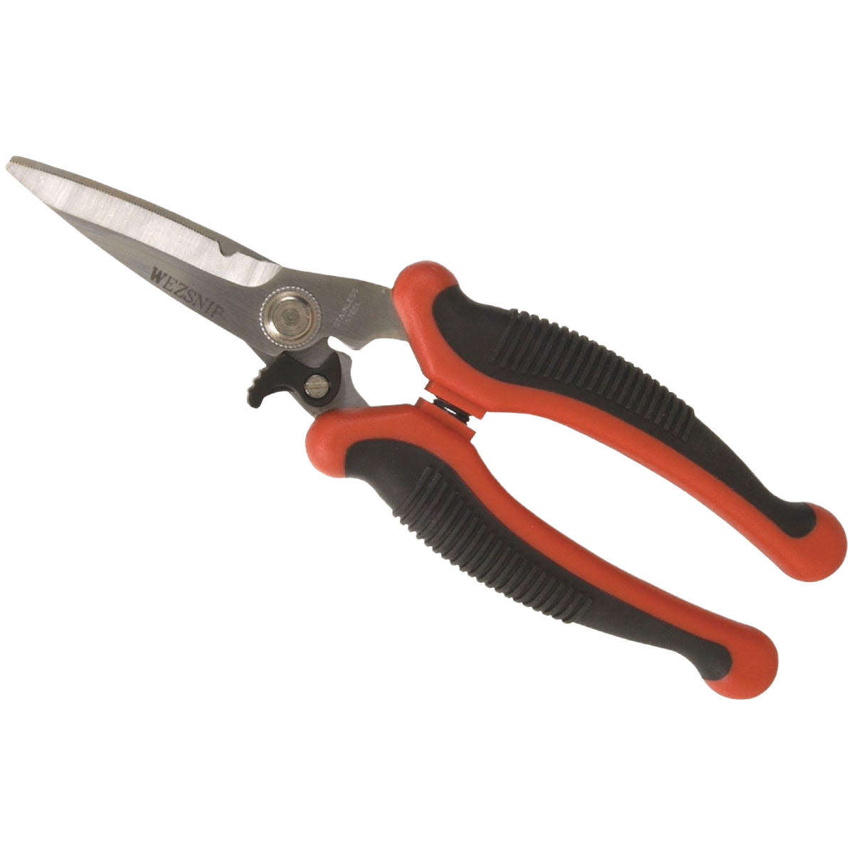 Utility snips with textured molded handles and stainless steel blades for cutting in woodworking and hand tools under $50 collection