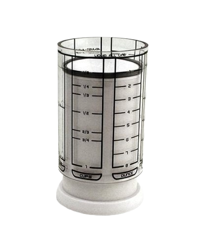 Adjustable clear plastic measuring cup with black measurement markings for cups and ounces in kitchenware tools under $50
