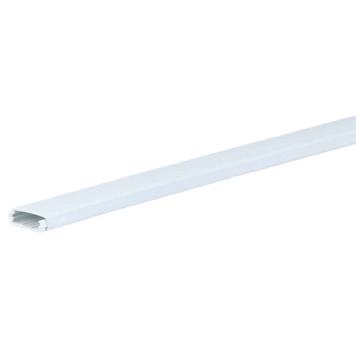 Rigid white PVC wire channel for electrical and conduit applications in home improvement and wiring collections