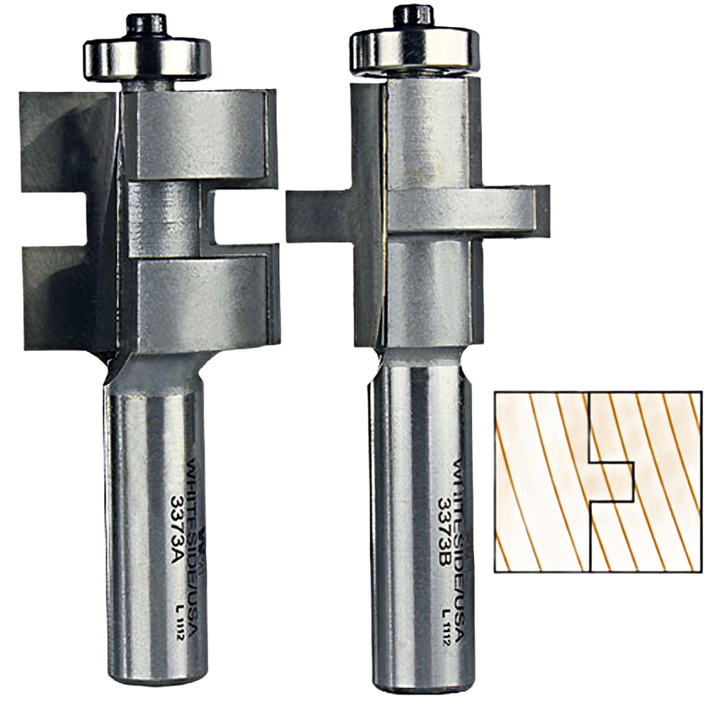 Set of two straight tongue and groove router bits for woodworking in tool accessories and drill bits collections