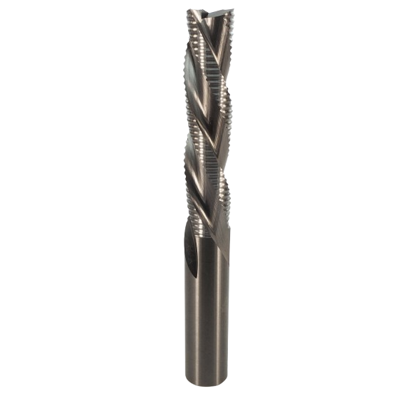 Spiral downcut roughing bit with sharp carbide edges in tool accessories for efficient woodworking and home improvement tasks