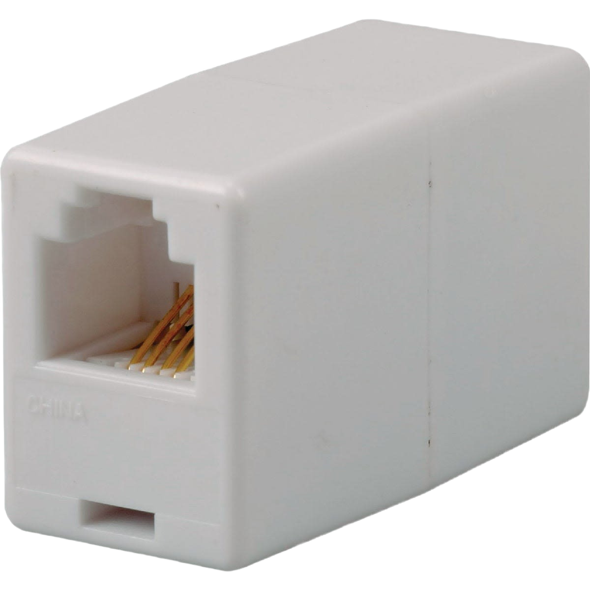 White inline telephone cord coupler with 4-wire jacks for wire and electrical home improvement projects under $25