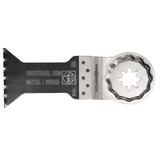 Metal and wood cutting universal saw blade with starlock mounting for tools and home improvement projects