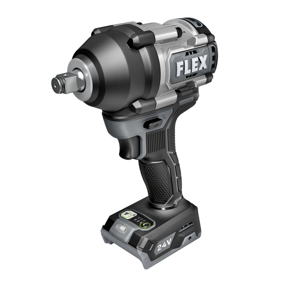 Compact cordless 24V mid-torque impact wrench in black and gray, part of Power Tools and Woodworking Tools collections at Hartville Hardware for home improvement.