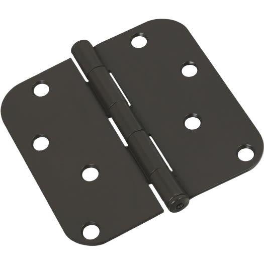Oil rubbed bronze door hinge with 4-inch by 5/8-inch radius edges suitable for home improvement projects