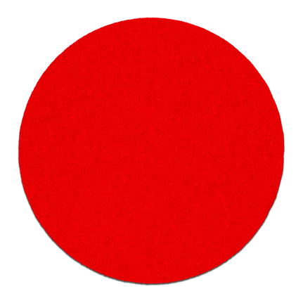 Red abrasive sanding disc designed for palm sanders, ideal for tools and home improvement surface preparation tasks