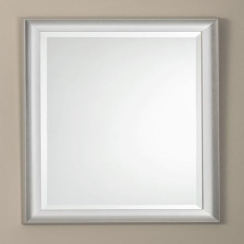 Square wall mirror with brushed silver frame for home improvement and interior decor tasks