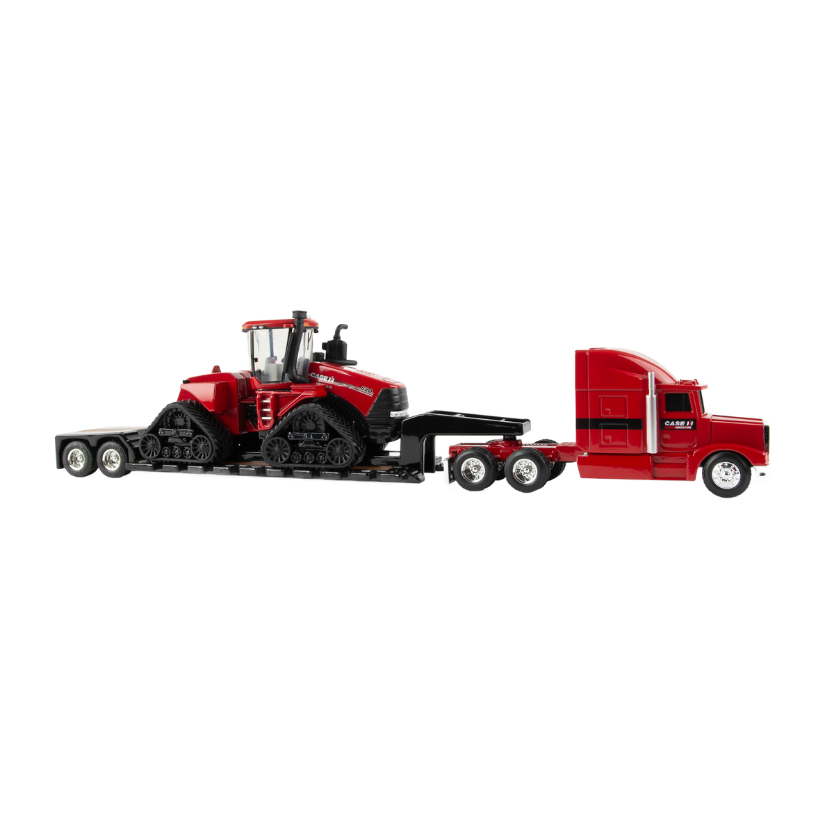TOMY Case IH 1:64 Scale Quadtrac 620 Tractor with Semi Truck and Lowboy Trailer – Die-Cast Metal Replica