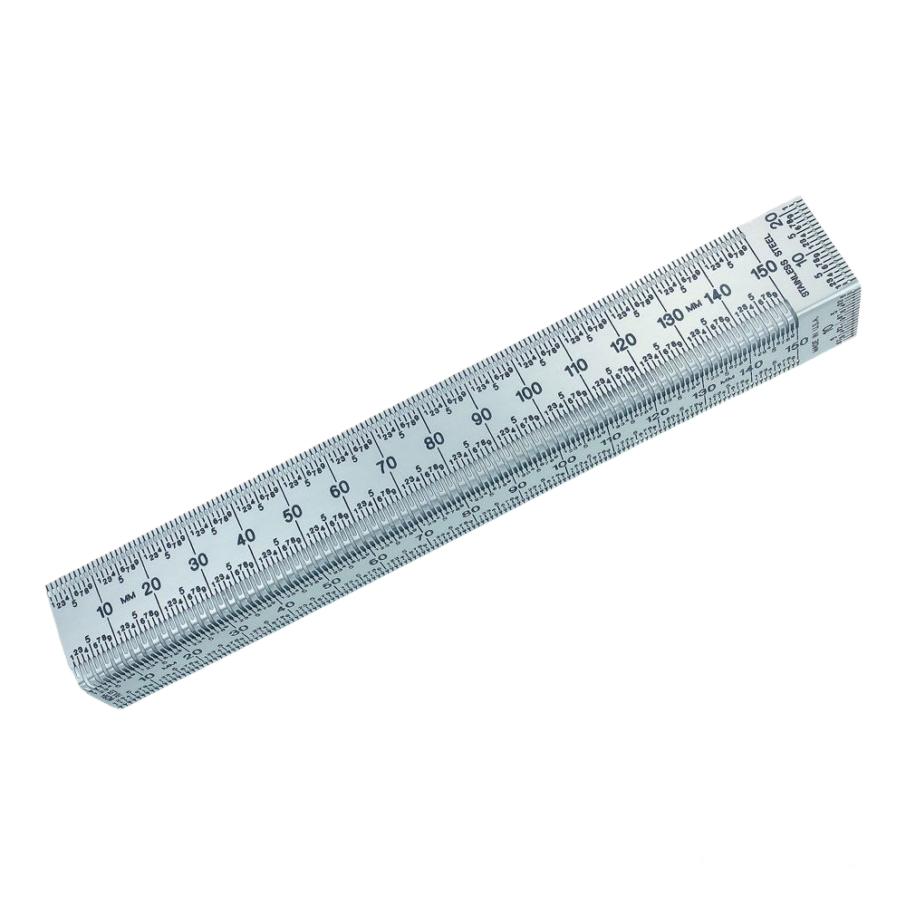 Metric bend rule with precise markings for accurate edge and corner measuring in woodworking and hand tool applications