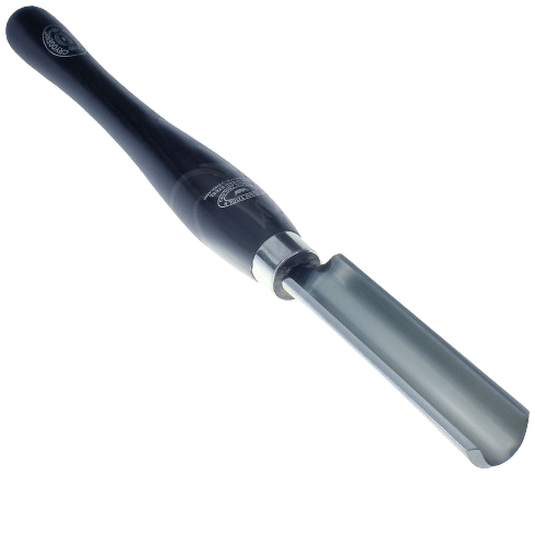 Black-handled 1-1/4 inch roughing gouge designed for efficient wood shaping in woodworking tools collection