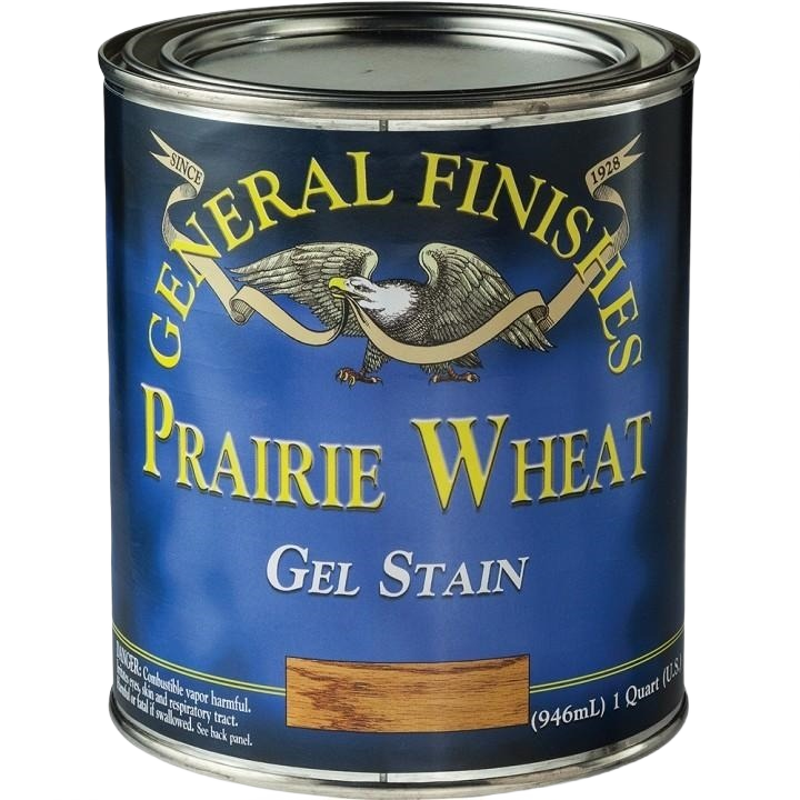 One-quart can of General Finishes Prairie Wheat gel stain for wood finishing and home improvement projects