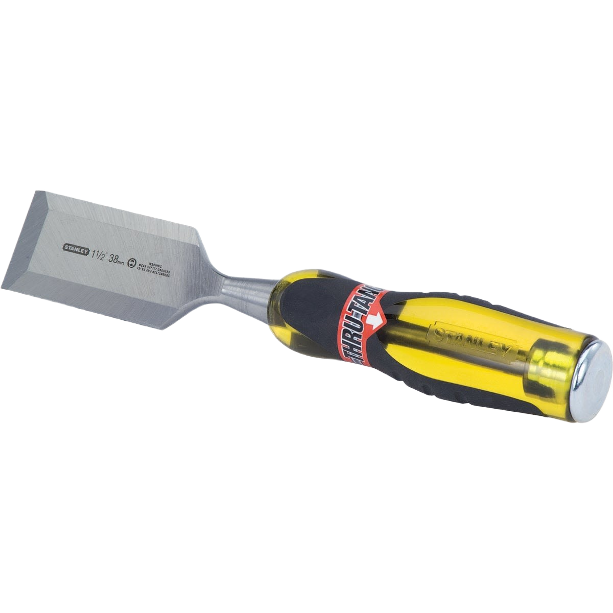 1.5-inch chisel with yellow and black durable handle designed for precision wood carving in tools and home improvement