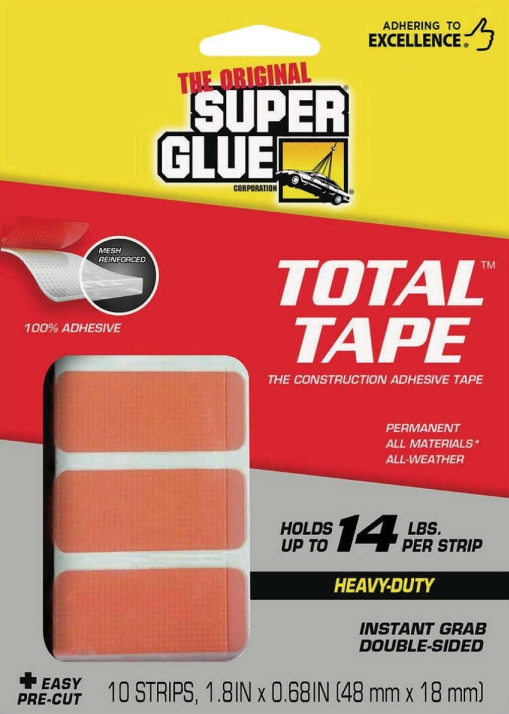 Heavy-duty double-sided pre-cut adhesive tape strips for durable construction and mounting in tools and home improvement collections under $50