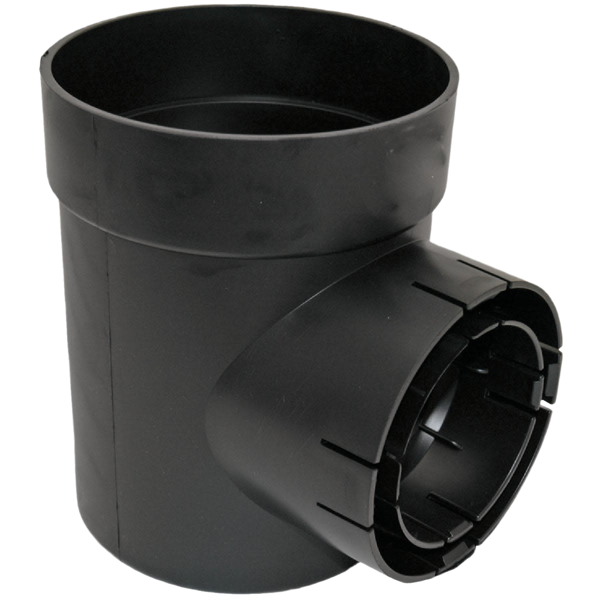 Black 6-inch catch basin outlet with side pipe connection for plumbing and drain repair under $50 collection