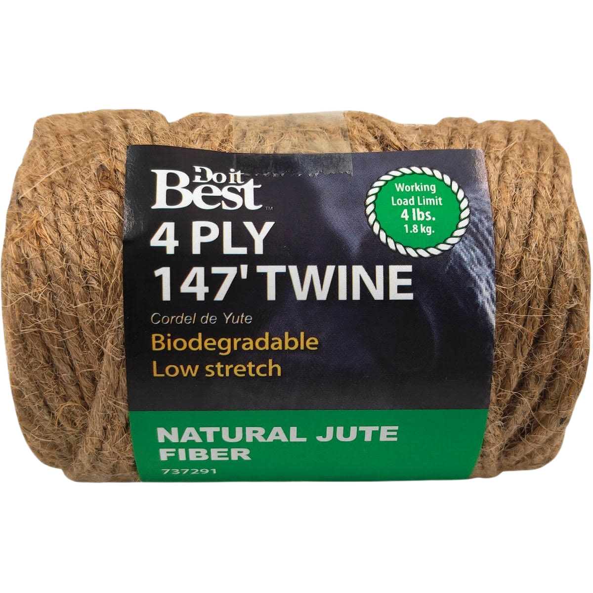 Brown biodegradable jute twine with 4-ply natural fiber construction for light-duty home and garden use