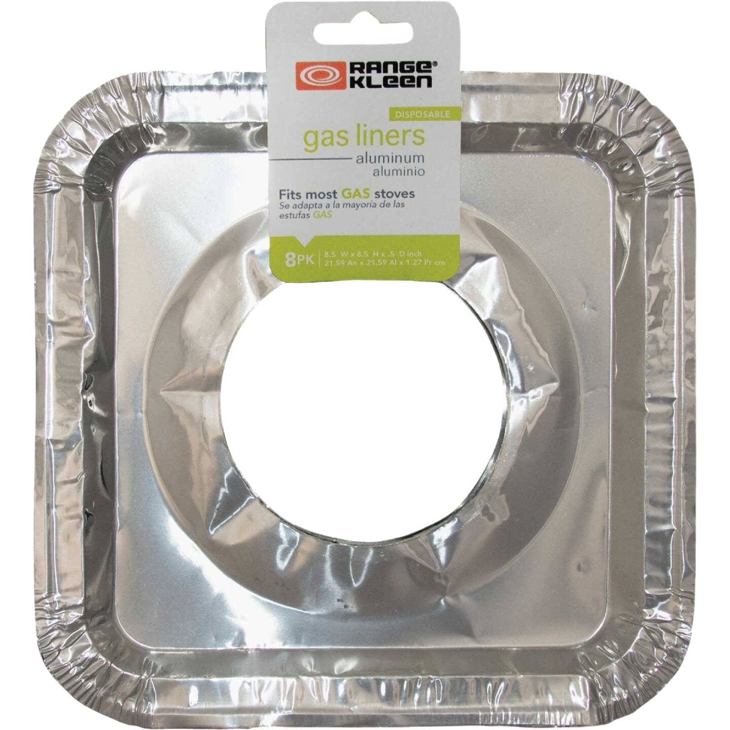 Pack of eight aluminum foil liners designed to protect gas stove surfaces during home improvement projects